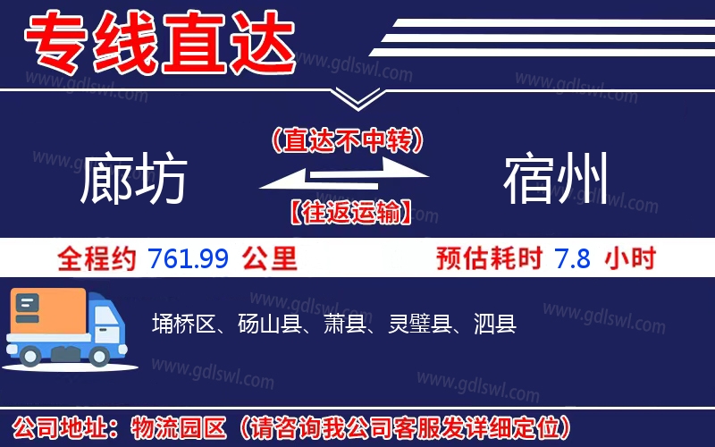 廊坊到宿州物流公司