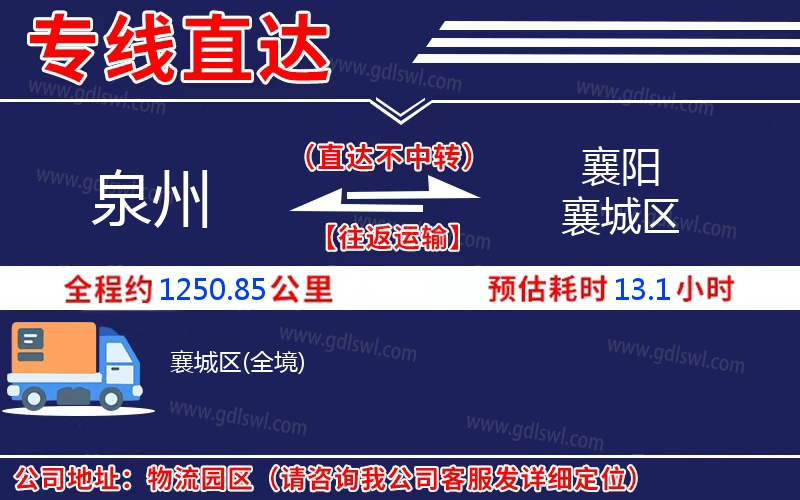 泉州到襄陽襄城區物流公司